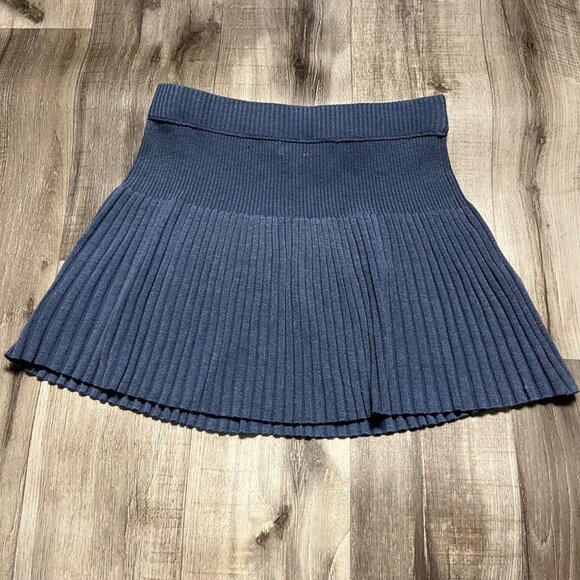 Aerie High Rise Ribbed Knit Stretch Mini Skirt Blue NWT Women’s Size S - Picture 3 of 8